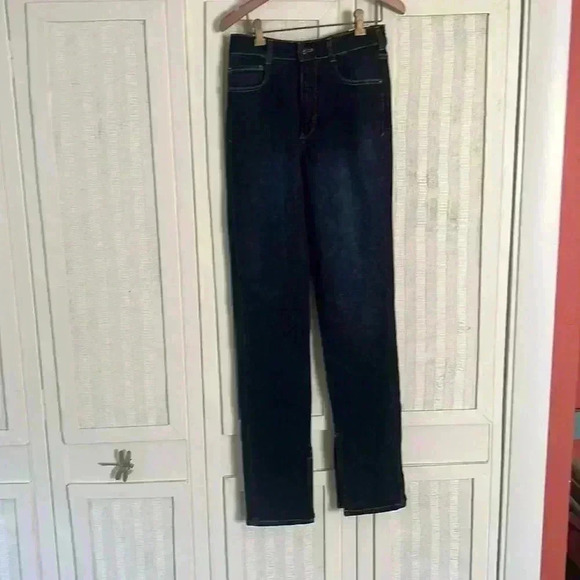 NWT x Anthropologie Pilcro The Split Straight Jeans in Denim Dark sz 27 - Picture 5 of 9